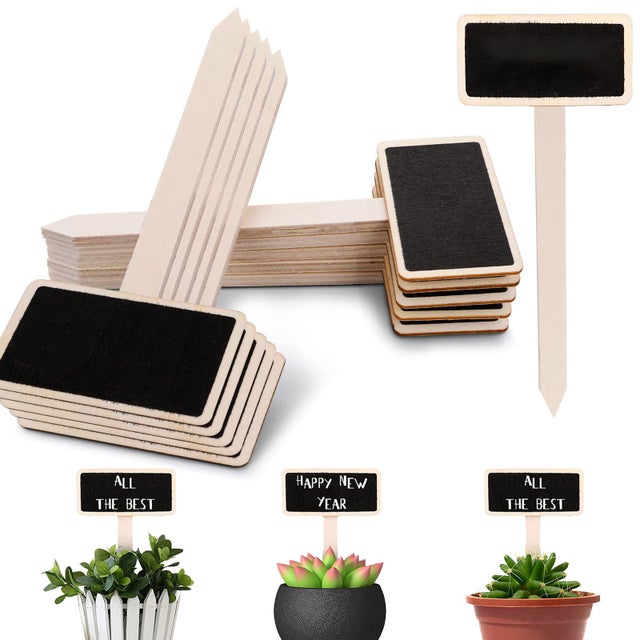 Lot de 20 étiquettes de plantes en bois noir, marqueur de planche noire, piquets de jardin en bois pour légumes, graines, herbes, fleurs de jardin