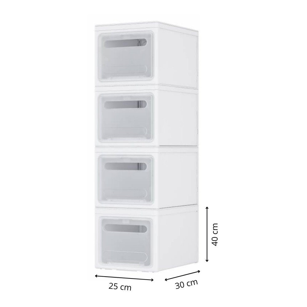 Boite rangement plastique - Empilables - Avec couvercles - Blanc - SECURY-T - 4