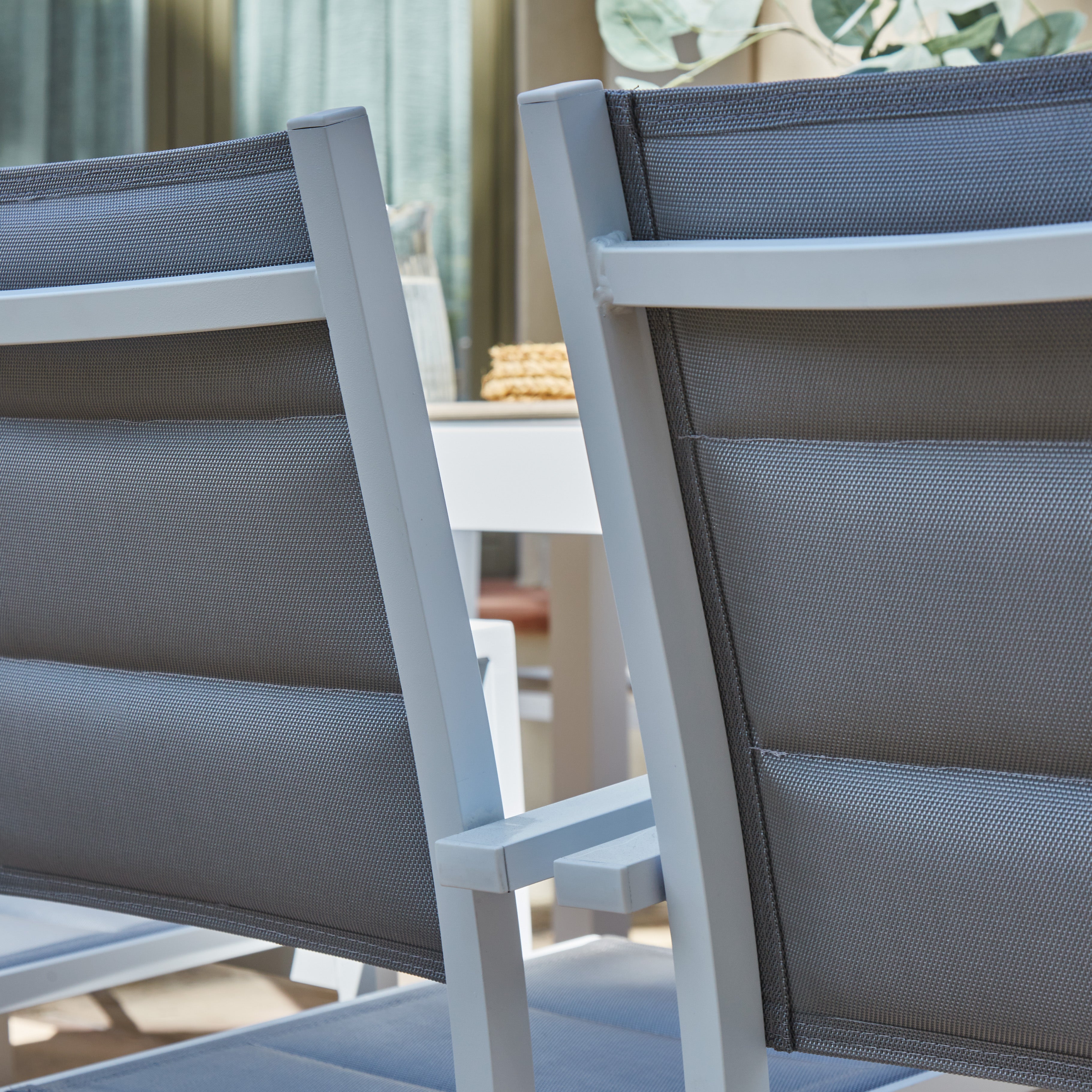 Pack de 6 sillas apilables aluminio blanco y textileno acolchado gris - Tokyo - 4