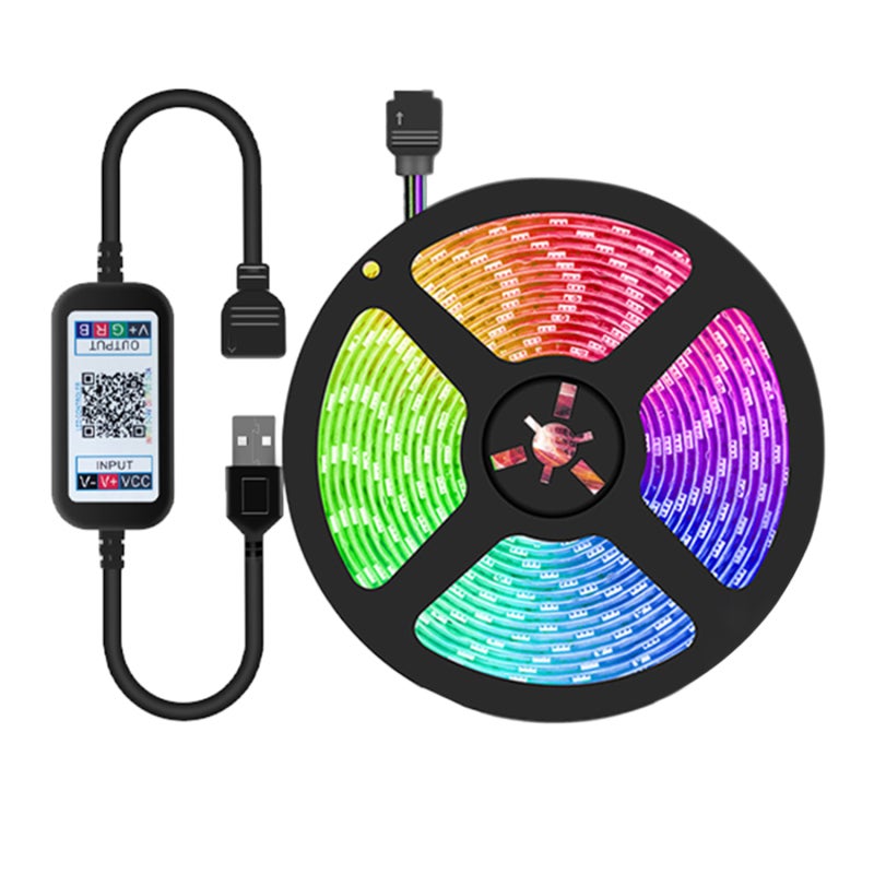 Striscia luminosa LED RGB 5050, 1 m con controller USB e app BT, 16 ...