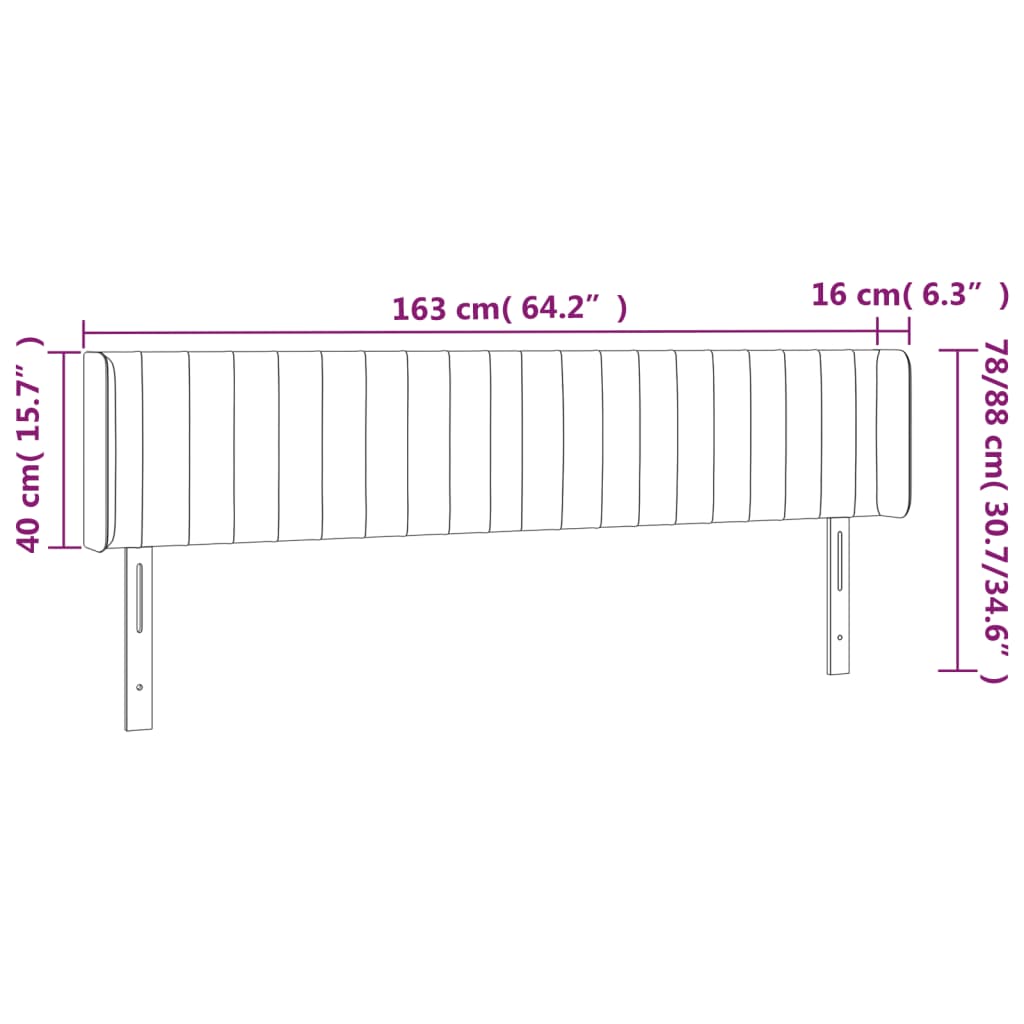 Cabeceira cama，Painel de cabeceira c/ luzes LED veludo 163x16x78/88 cm verde-escuro CFW37429 - 6