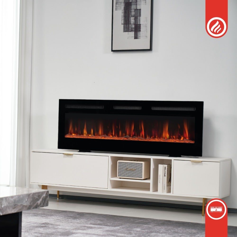 KAMINIO Cheminée Électrique MARLON - Cheminée 3-en-1 avec Chauffage, Effet de flamme 3D, 12 Couleurs de flammes, Télécommande - 36