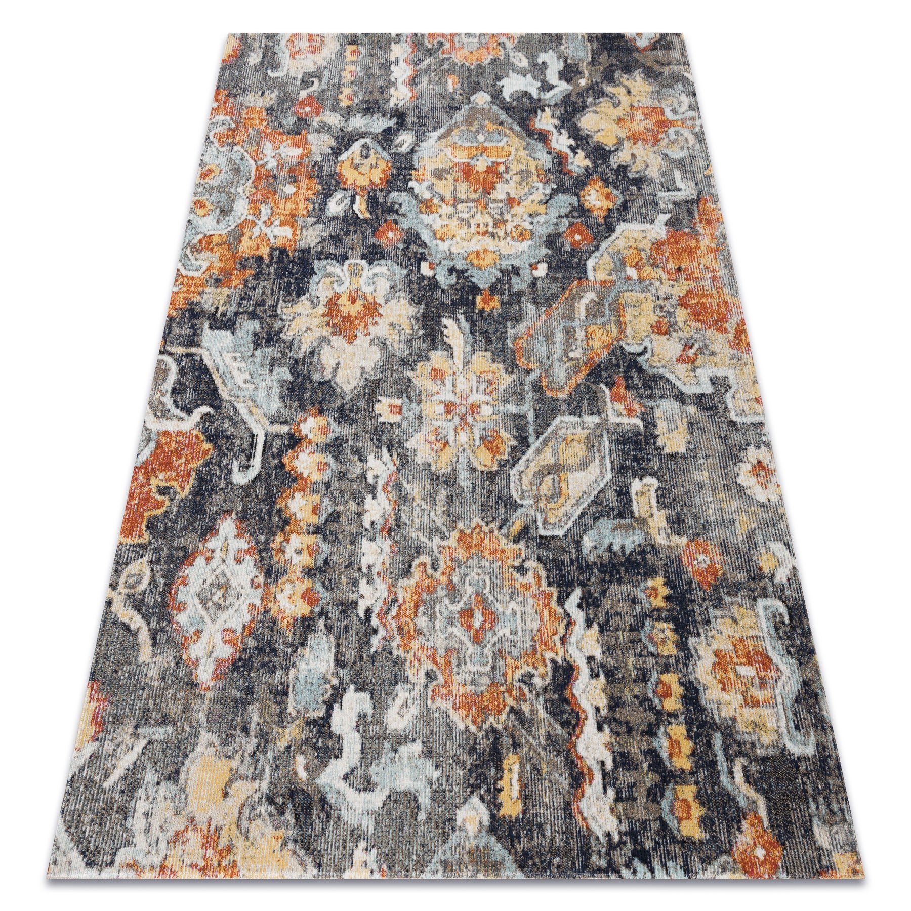 Dywan nowoczesny MUNDO E0671 orientalny vintage outdoor czarny / żółty 120x170 cm