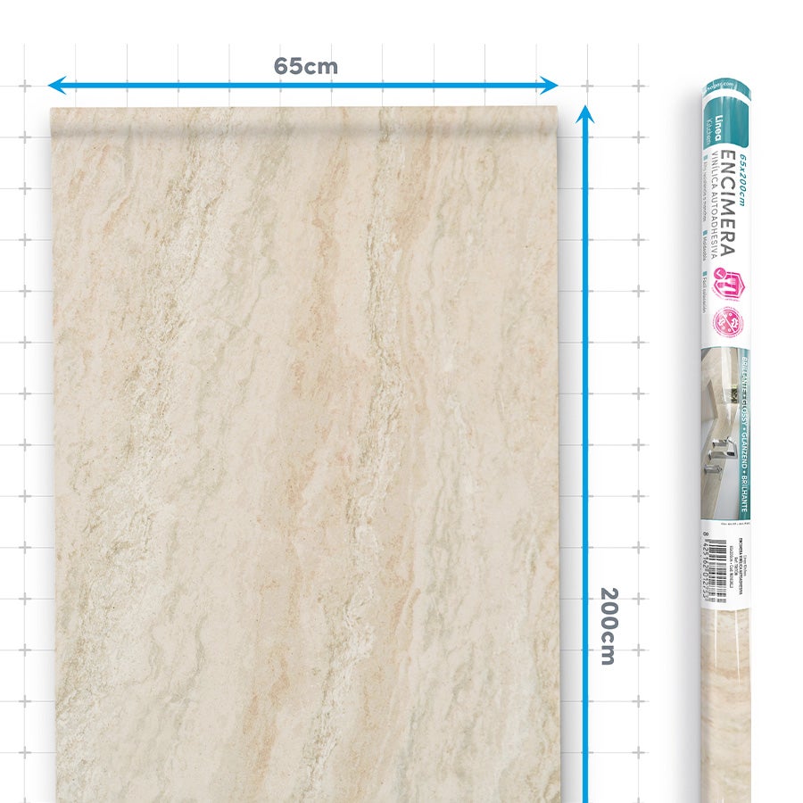 TRITON: Vinyle adhésif pour plan de travail de cuisine et salle de bain. Résistant aux taches. Imperméable. Facile à poser et à nettoyer. 0,65x2m - 5