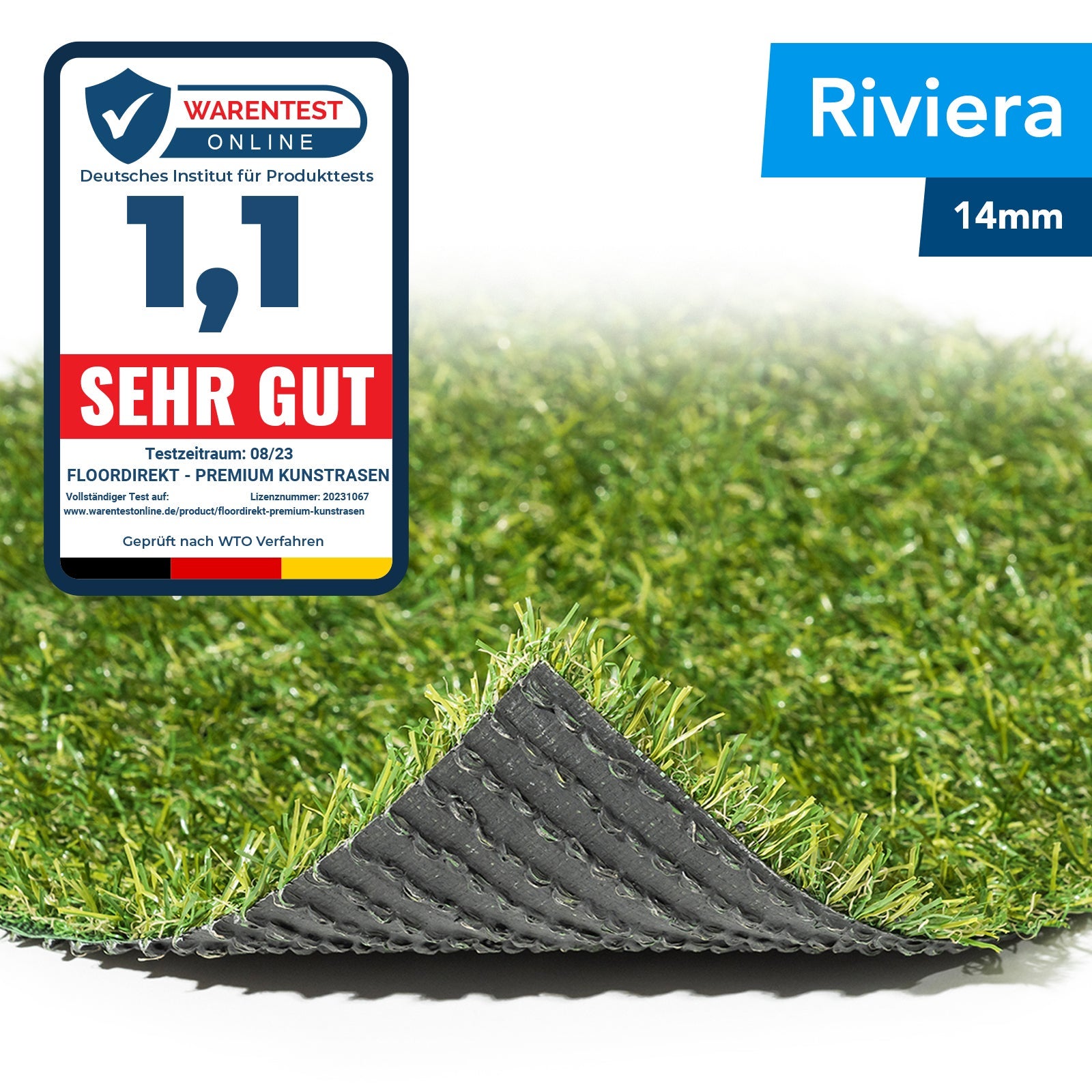 Piastrella in erba sintetica, altezza dei fili: 14 mm, 100 x 50 cm - 3