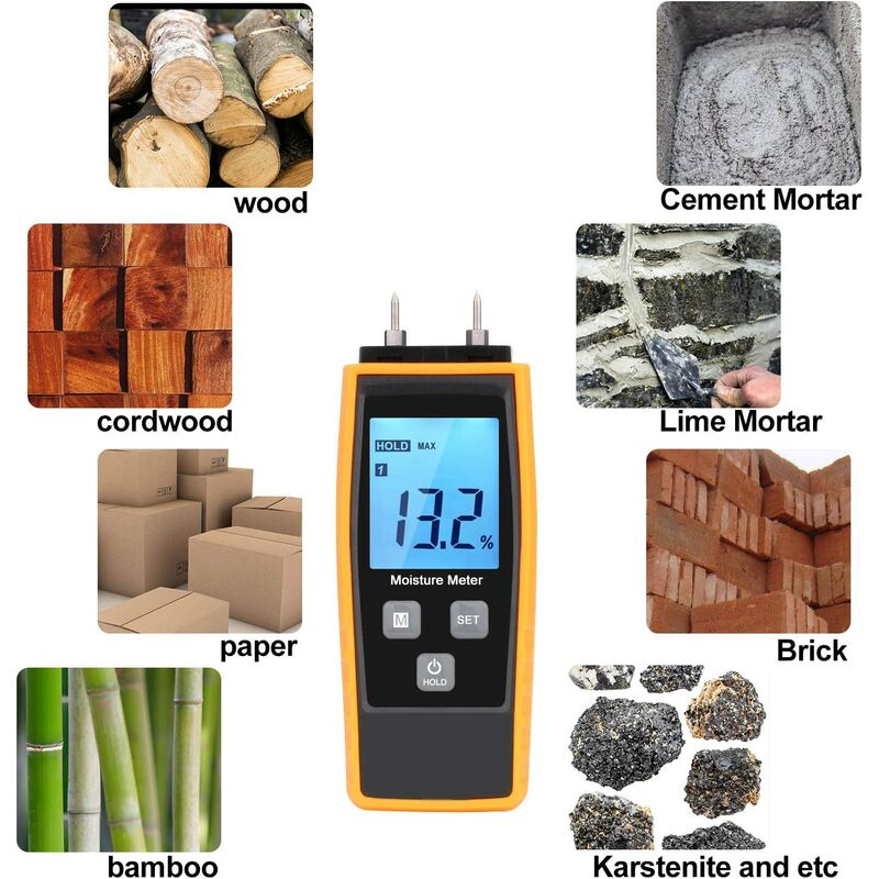 Humidimètre numérique pour bois de chauffage, testeur d'humidité du bois portable - 4