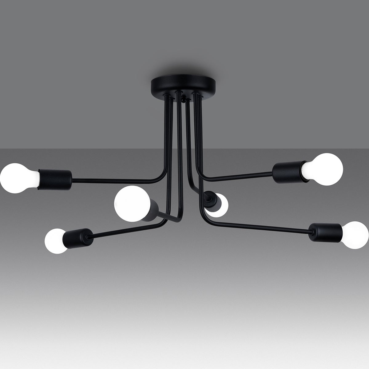 Żyrandol TORAH 6 czarny LED 3000K - 68x68x33cm Sollux