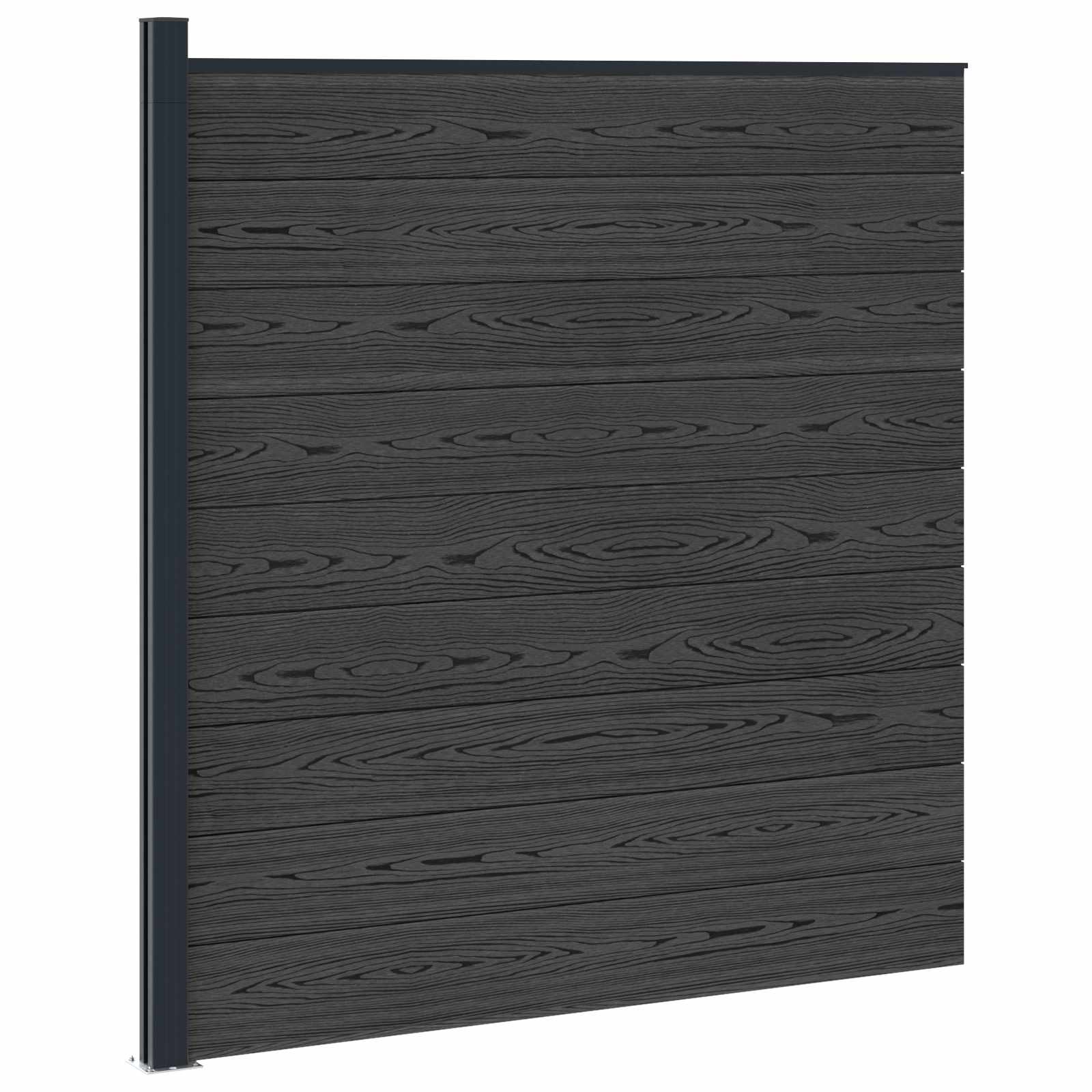 Ensemble de clôture 175 x 186 cm WPC et aluminium noir - 2