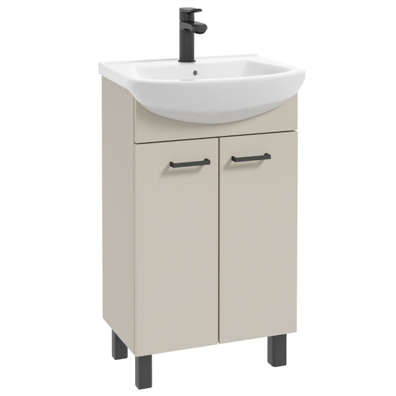 Szafka do Łazienki z Umywalką 50 x 40 cm Kaszmir Beżowy Matowa Stojąca