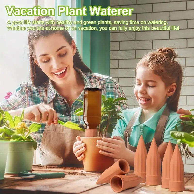 Lot de 12 piquets d’arrosage en argile – Irrigation automatique pour plantes d’intérieur et extérieur, idéal pour vacances, en terre cuite naturelle - 5