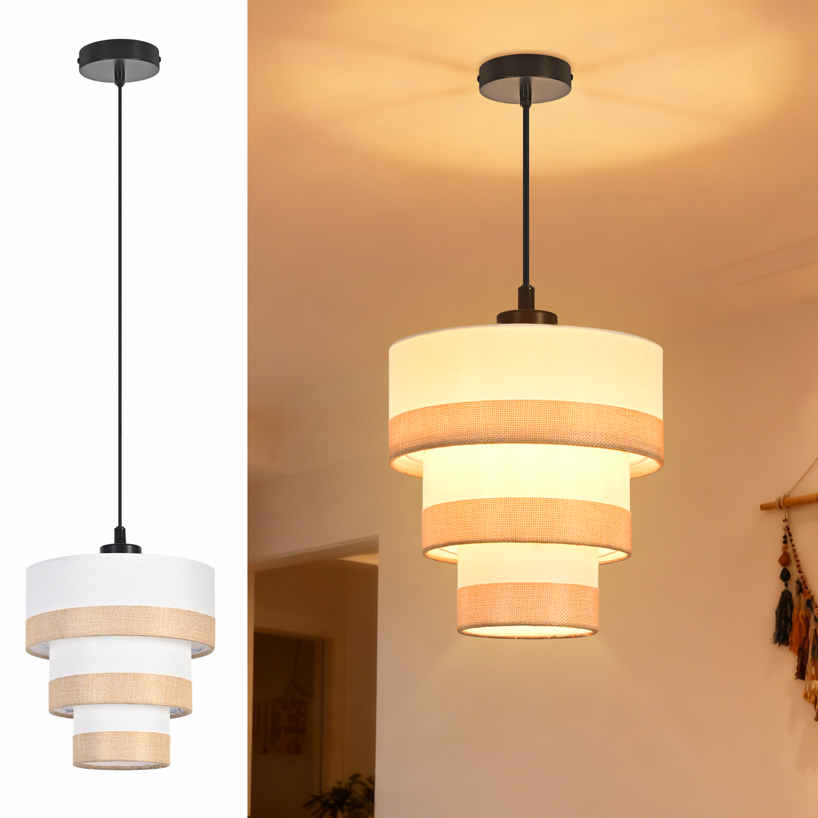 ZMH Lampa wisząca do jadalni w stylu vintage E27 (żarówka nie jest dołączona)