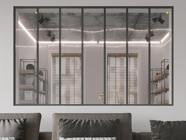 Verrière atelier en aluminium thermolaqué noir 210 x 130 cm (L x H) – BAYVIEW