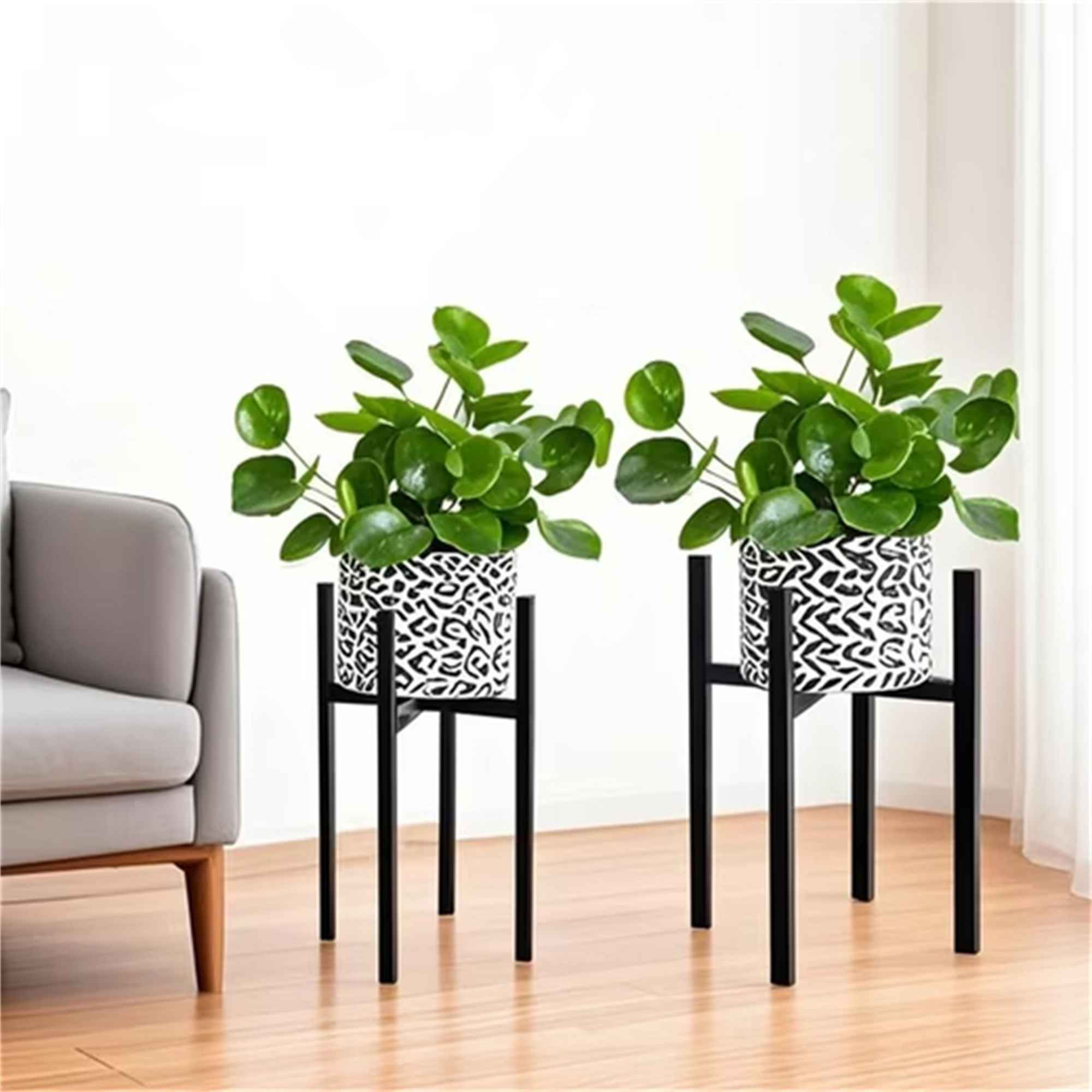 Porte-Plantes Extensible en Fer Forgé Noir avec Support Métallique Solide – Largeur Ajustable 24-38 cm, Hauteur 38 cm - 5