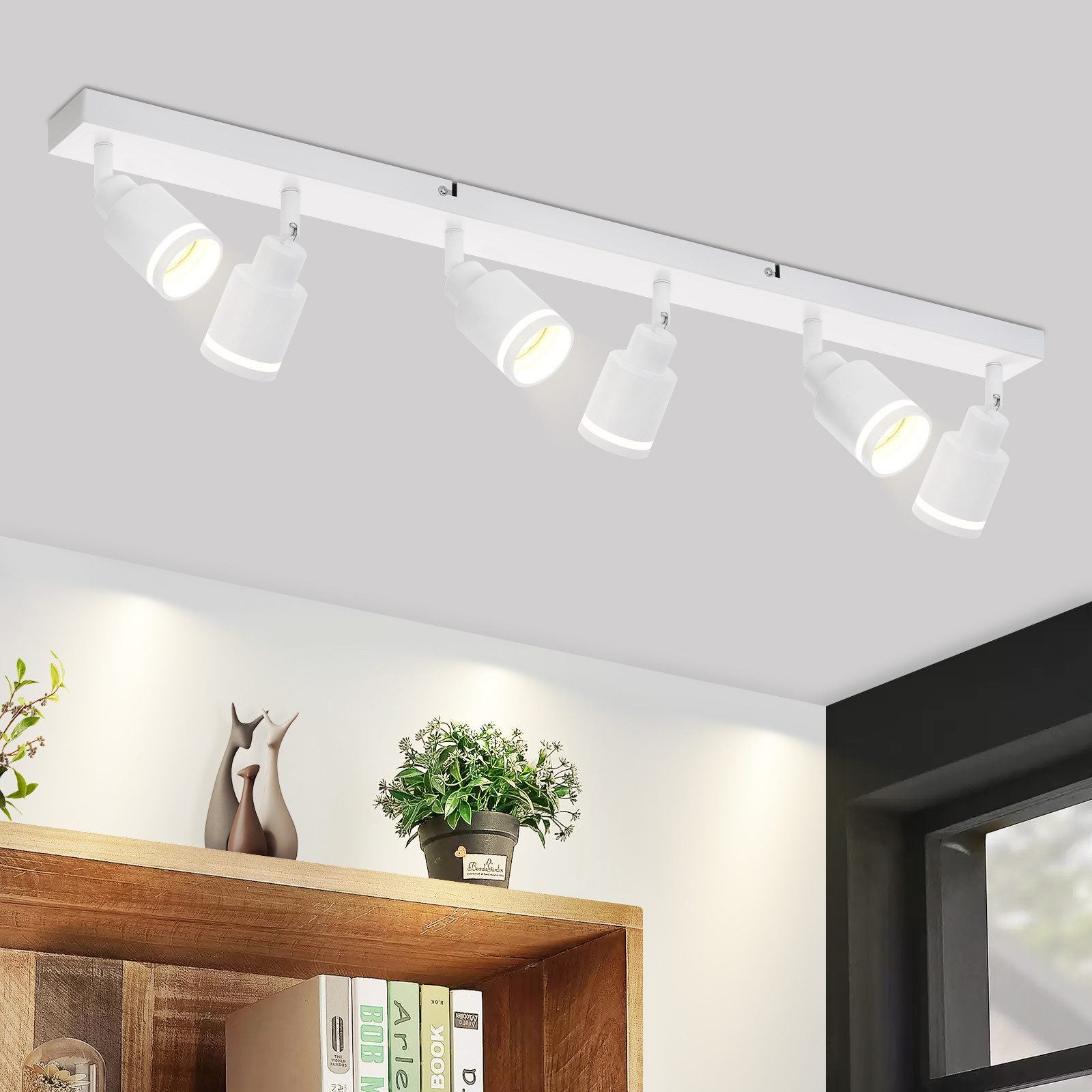 Nettlife Reflektorowa sufitowy 6-punktowy GU10, metalowy, regulowany, biały, Nowoczesna lampa do biura