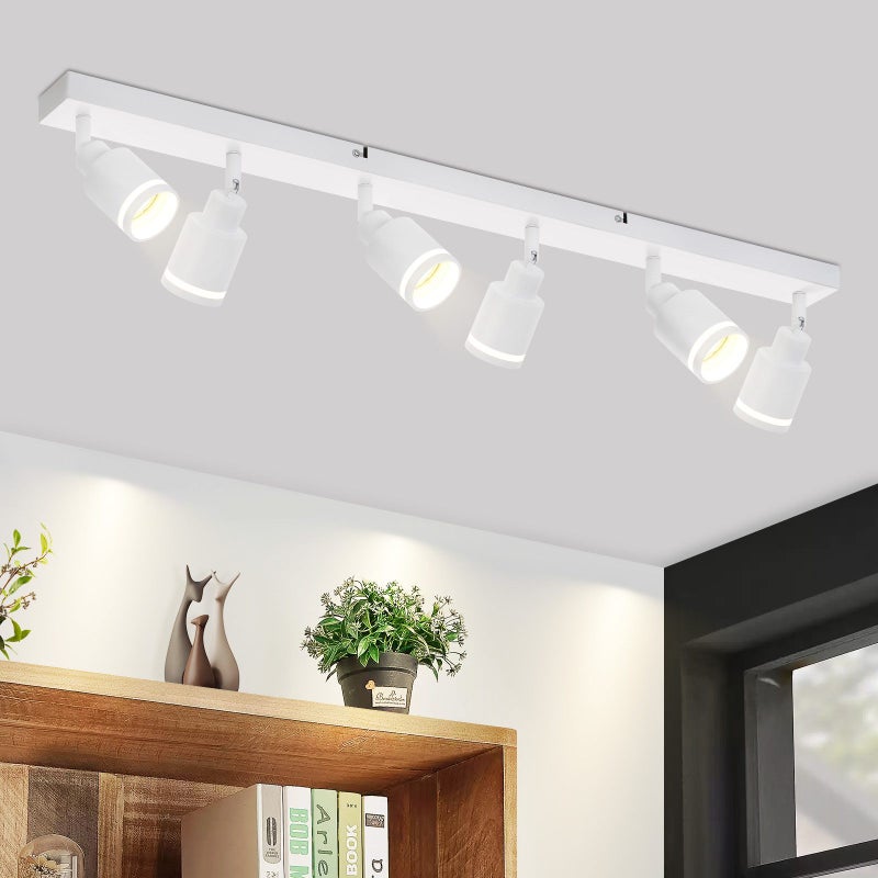 Nettlife Reflektorowa sufitowy 6-punktowy GU10, metalowy, regulowany, biały, Nowoczesna lampa do biura