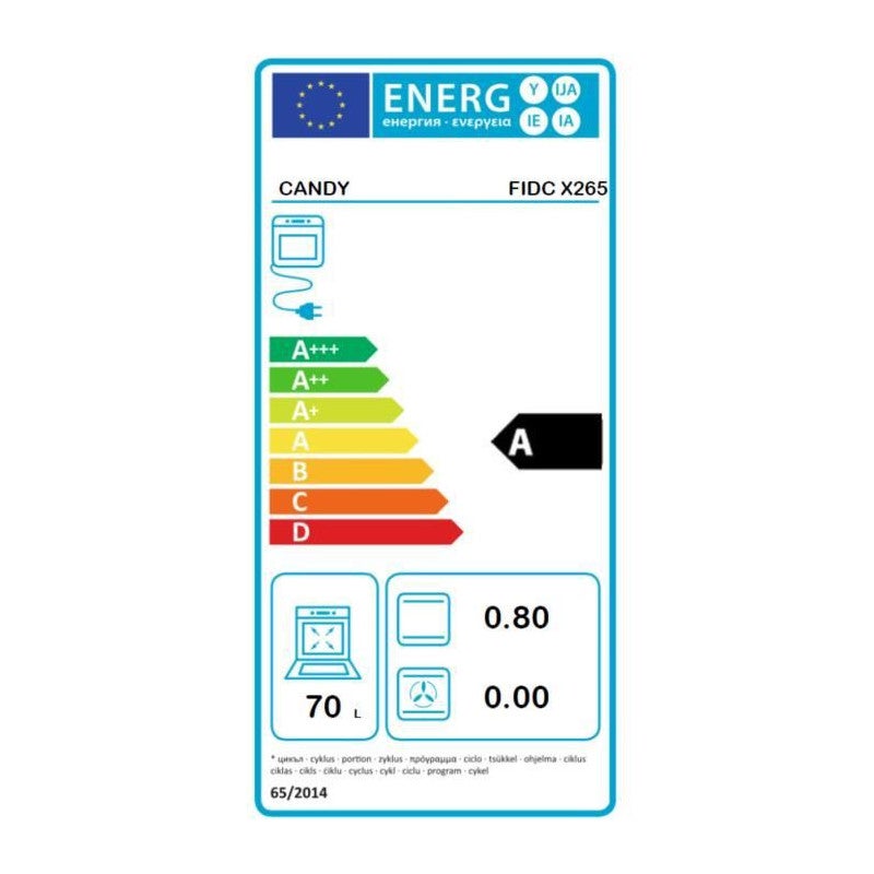 Four catalyse encastrable - convection naturelle CANDY FIDC X265 - Noir - 70L - 60 cm - Classe A - 4