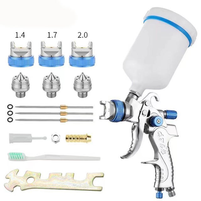 Pistolet à peinture Professionnel Pistolet À Peinture Haute Pression Kit Pistolet À Pulvérisation D'air ,Hvlp 600cc 1.4mm/1.7mm/2.0mm