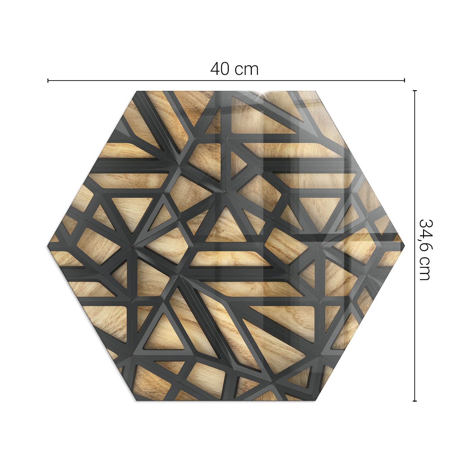 Ochronna szklana podkładka pod kominek - 40 cm - Geometria z drewnem - TULUP - 2
