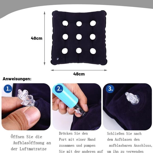 Coussin Anneau Gonflable Pour Hémorroïdes Et Grossesse - Avec Pompe à Air - Gris - Confort Ajustable