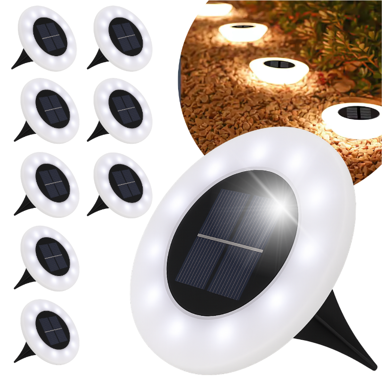 Zestaw 8 Solarnych Lampek Ogrodowych LED Wbijane Gruntowe Najazdowe Wodoodporne