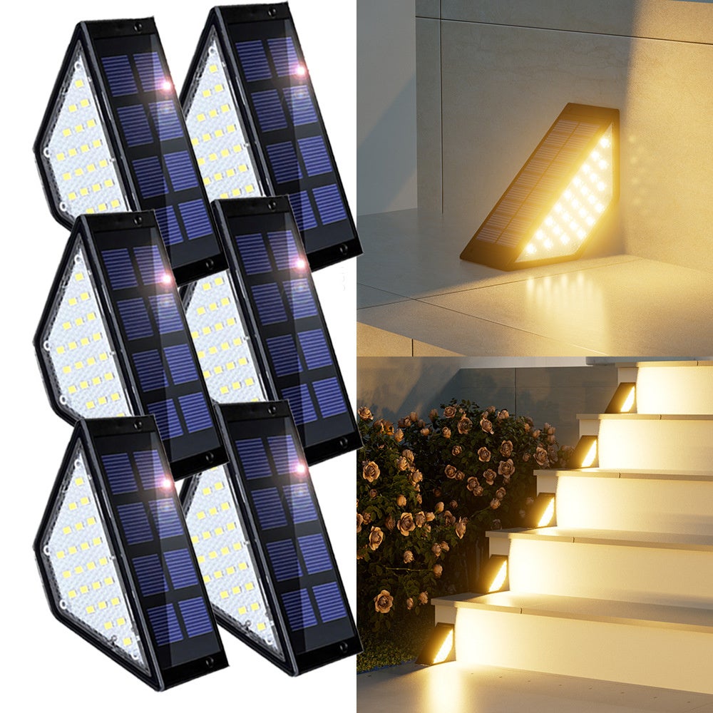 Zewnętrzne lampy solarne 24 LED, wodoodporne IP65, do schodów, tarasów, ganków, stopni schodowych, patio i tarasów (zestaw 6 szt., biały ciepły)