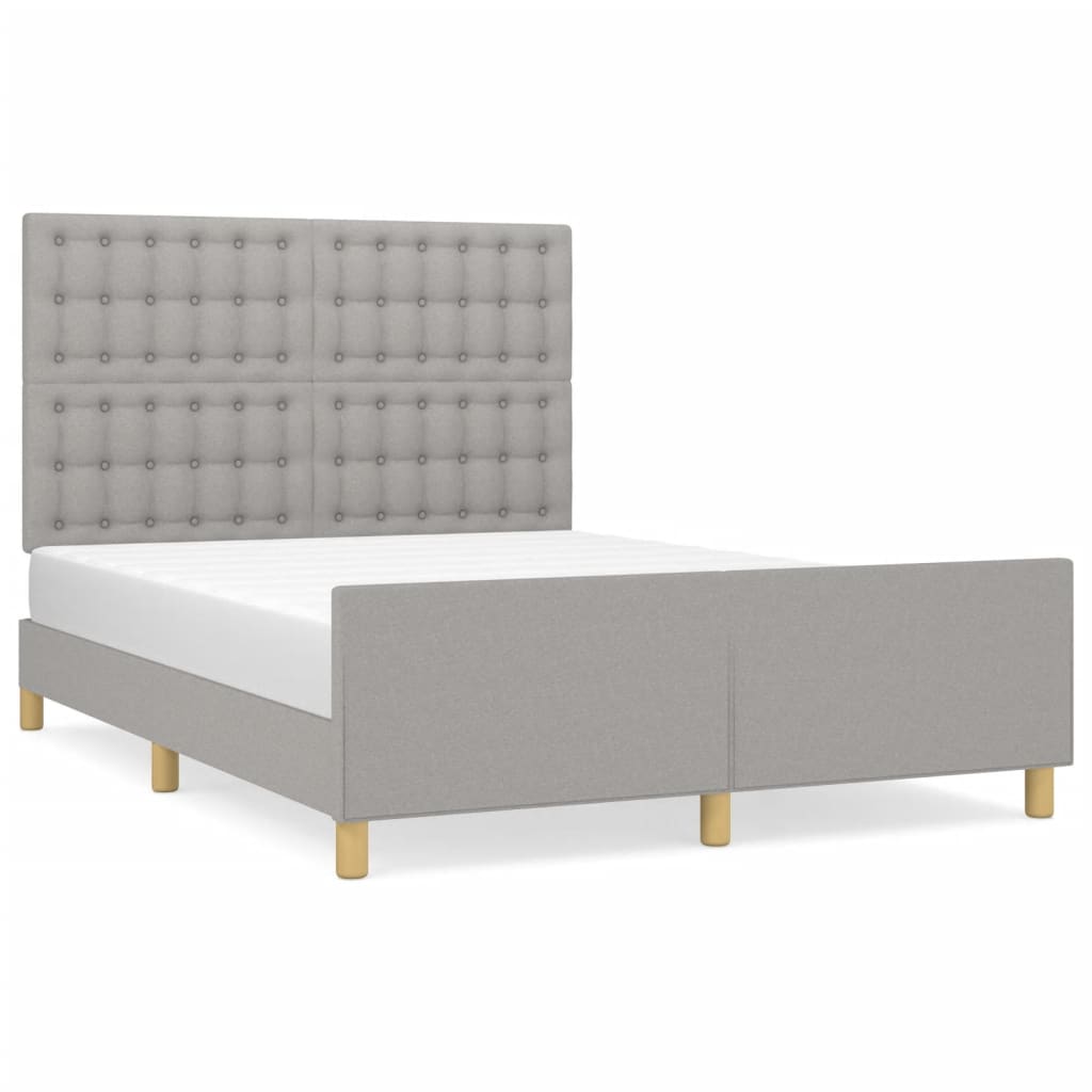 Cadre de lit sans matelas, en tissu, gris clair, pour la chambre, 140 × 200 cm - 2