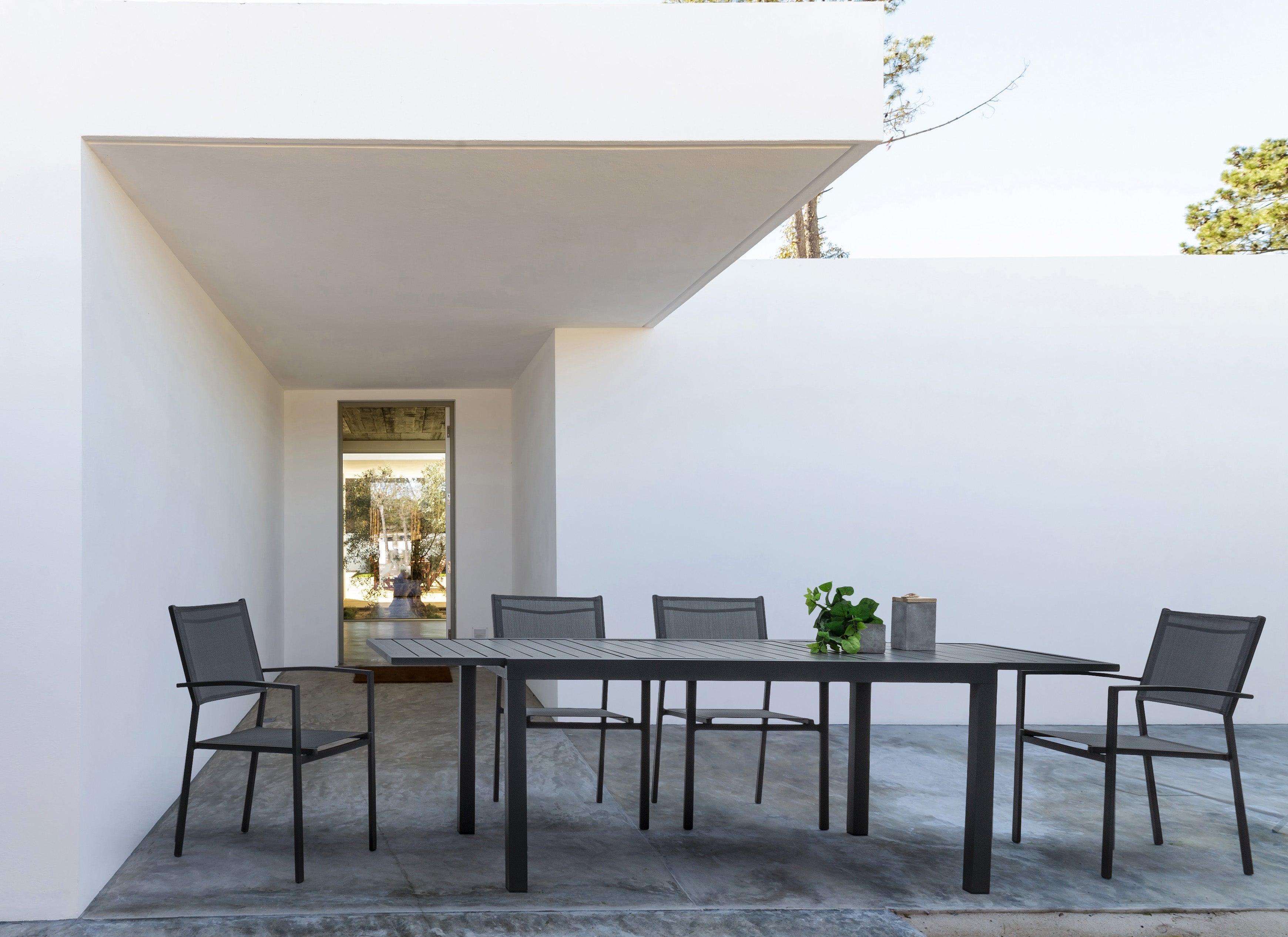 Table de jardin extensible 140/210 cm en aluminium anthracite - LOUNA - 8