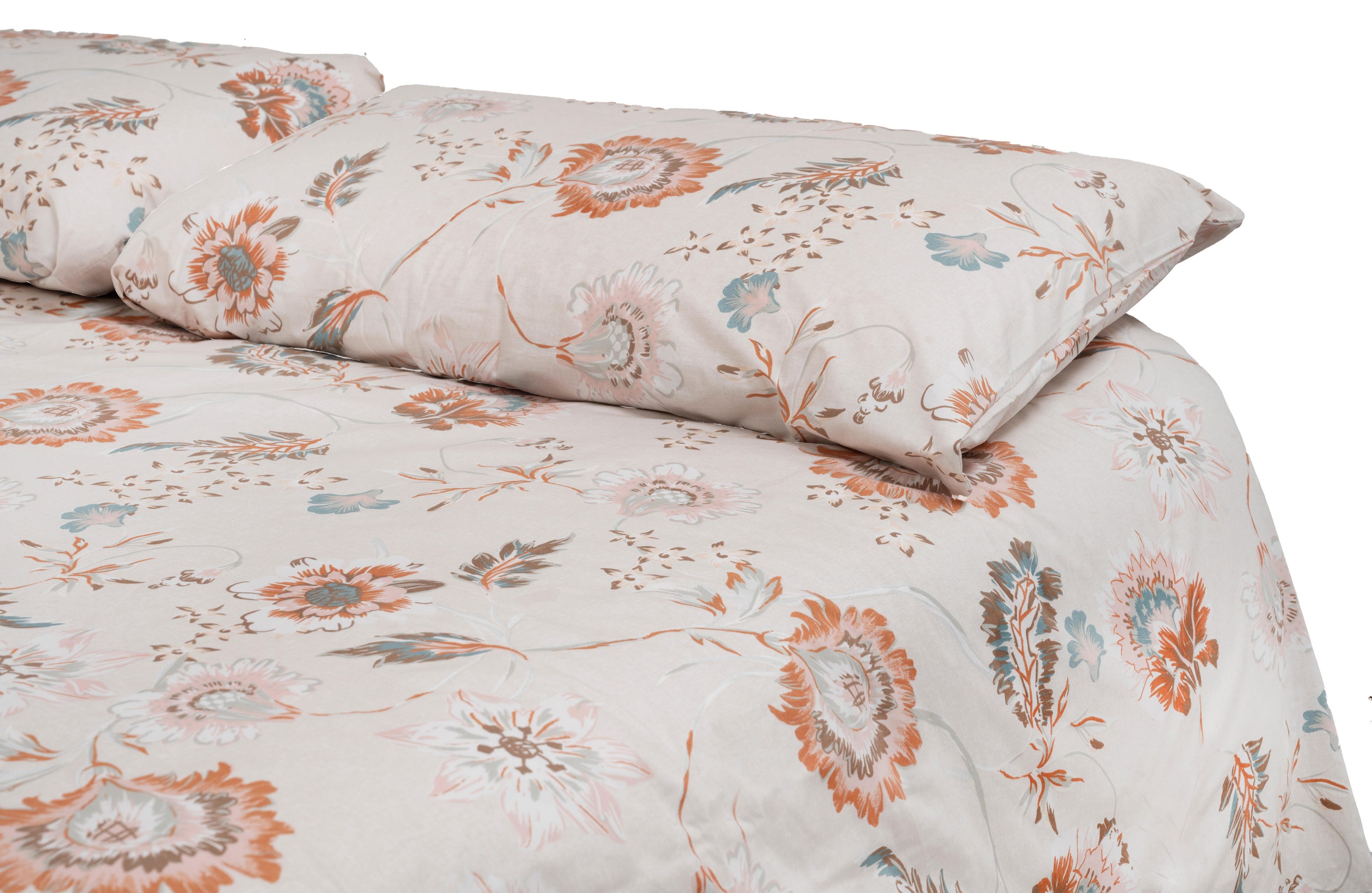 Housse de couette India en coton 180 fils beige, marron, gris, rose pour lit de 90 cm - 2
