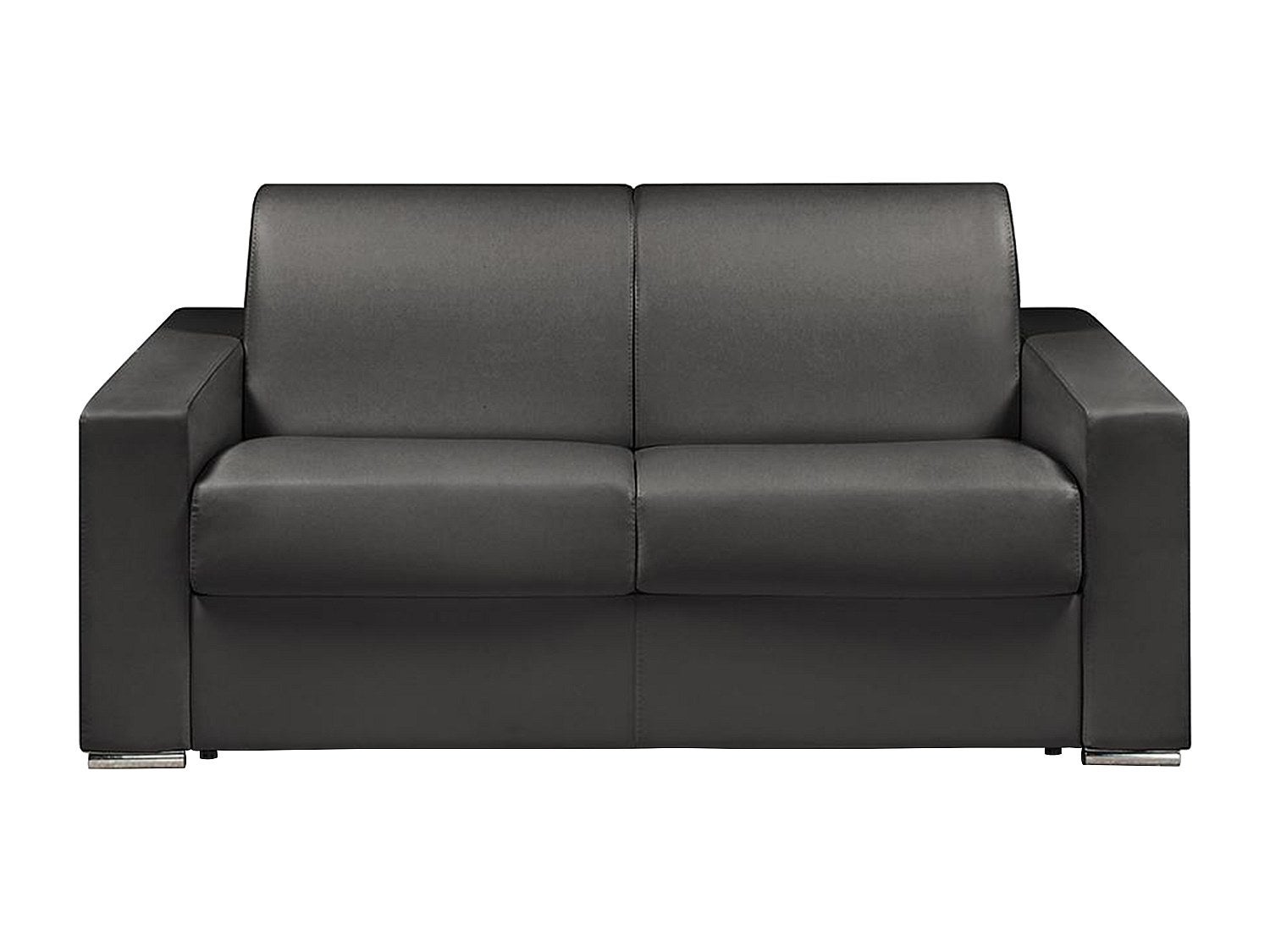 Kanapa 2-osobowa z ekspresowym mechanizmem rozkładania z ekoskóry CALITO - Czarny - Wymiary miejsca do spania: 120 cm - Materac 18 cm z pamięcią kszta