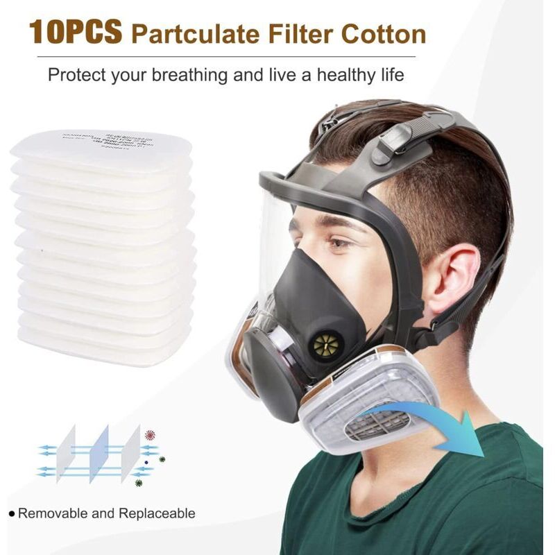 Masque complet 16 en 1 masque à gaz en silicone pour peinture en aérosol, pesticides, prévenir l'ammoniac, - 3