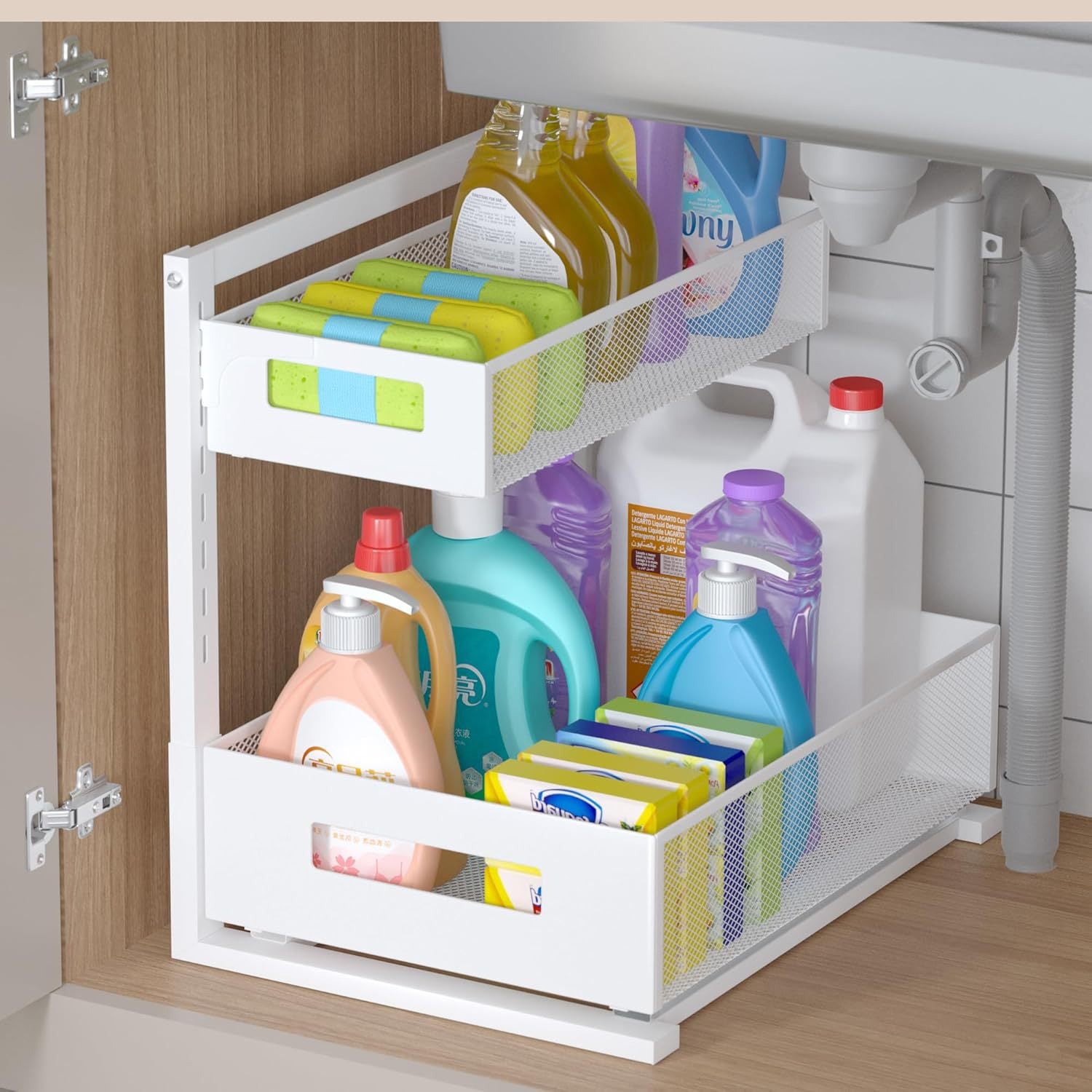Organizzatore sotto il lavello, confezione da 2, cassetti