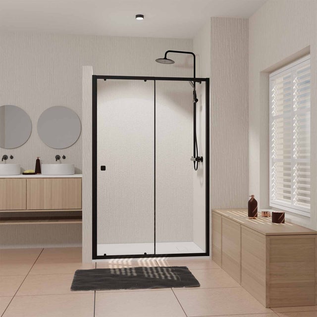 Porte de douche coulissante Noir 120x185cm - Extensible de 112.5 à 126.5 cm - BLACK SLIDE 120