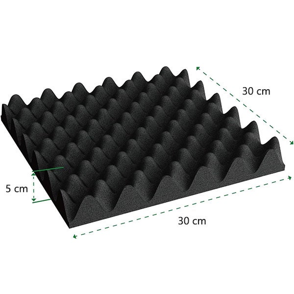 Lot de 12 panneaux en mousse insonorisante pour murs Panneaux en mousse acoustique pyramidale - Sans adhésif - 30 x 30 x 5 cm - 2