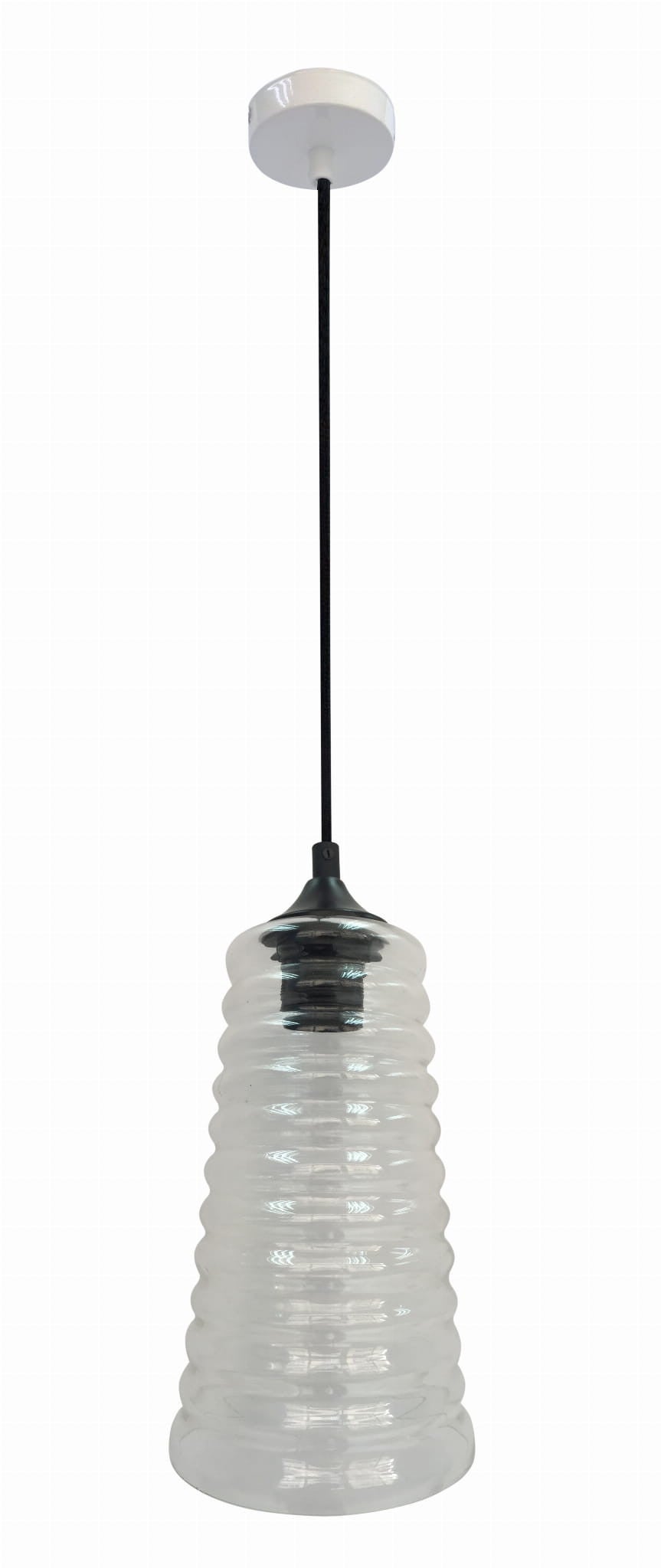 Lampa wisząca Manila biało-czarna-przezroczysta 1xE27x60W wym: 125 x 15 x 15 cm szkło Candellux