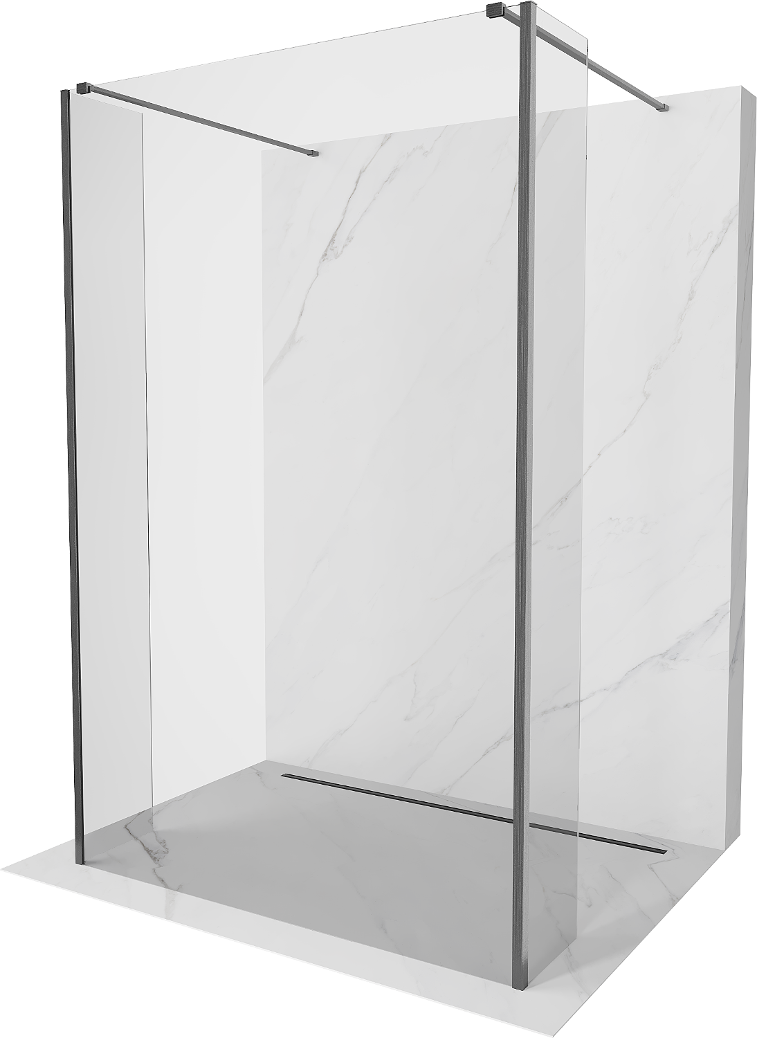 Mexen Kioto ścianka prysznicowa wolnostojąca 105 x 30 x 30 cm, transparent, gun gray szczotkowany - 800-105-030-222-66-00-030