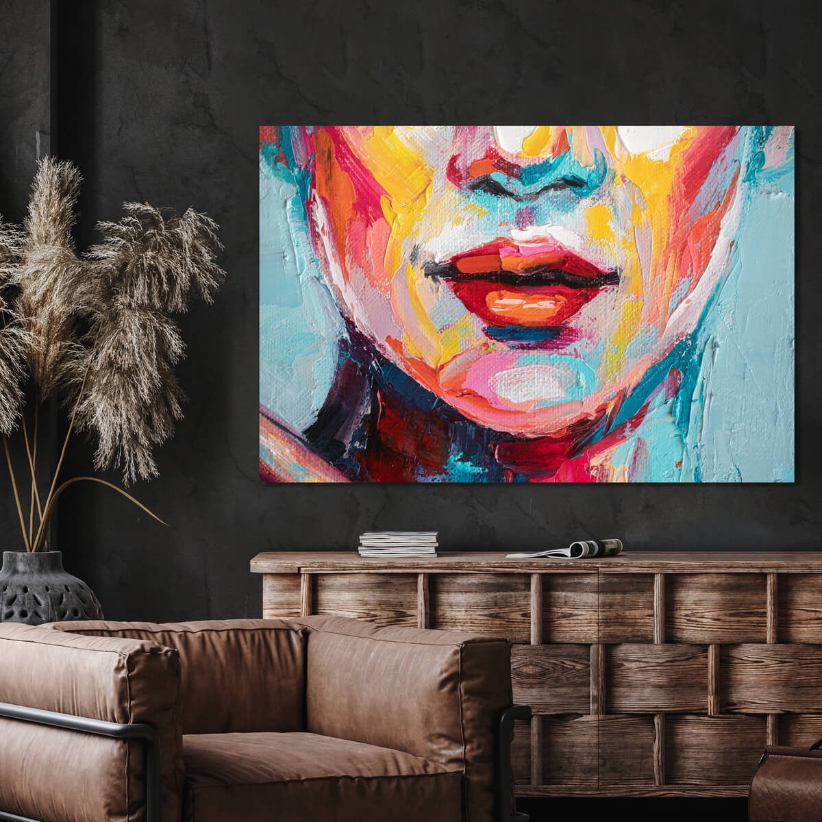 Tableau sur toile peinture bouche 100x140 cm - 2
