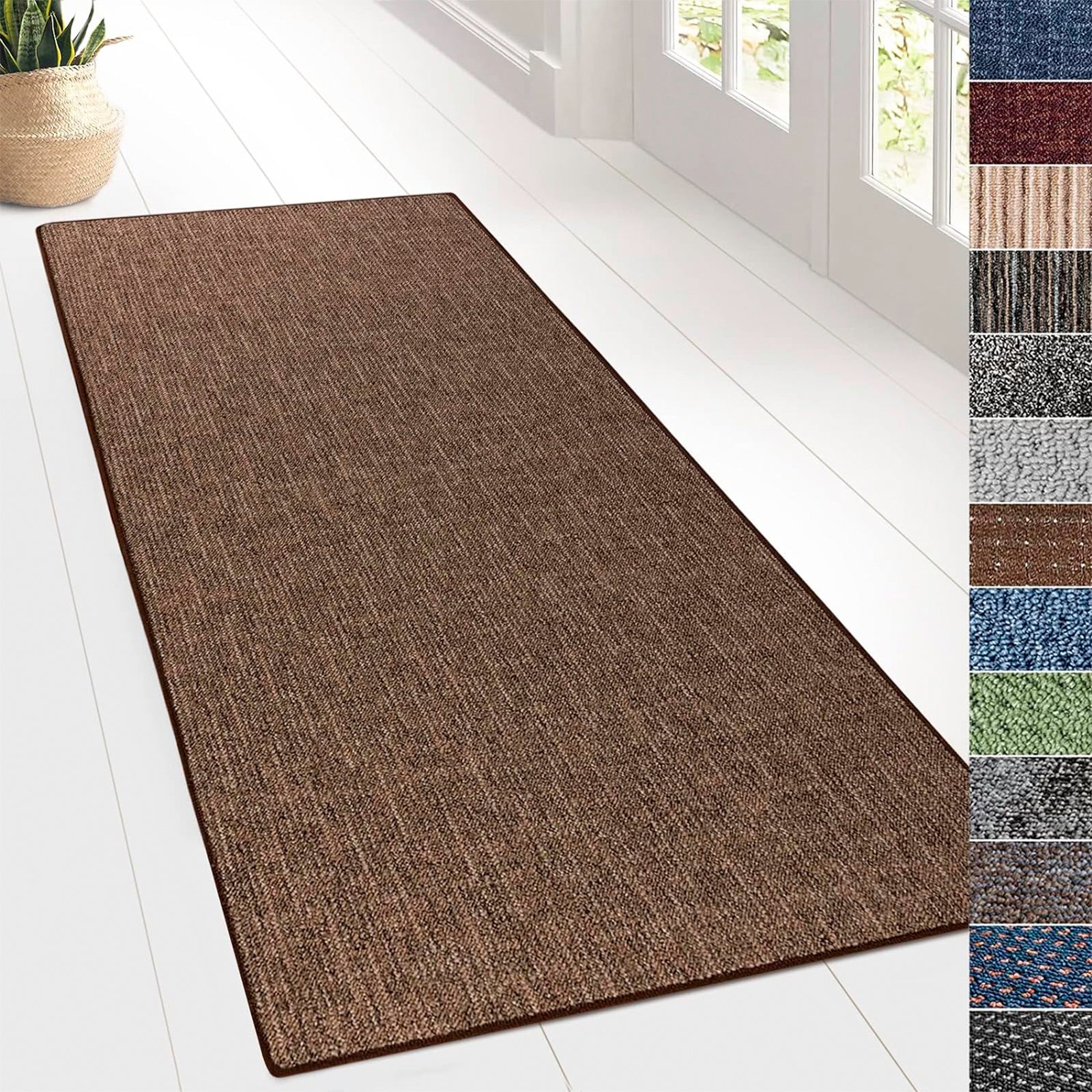 Tapis pour espaces de vie Alto, bouclé plat, Marron, 80 x 250 - 2