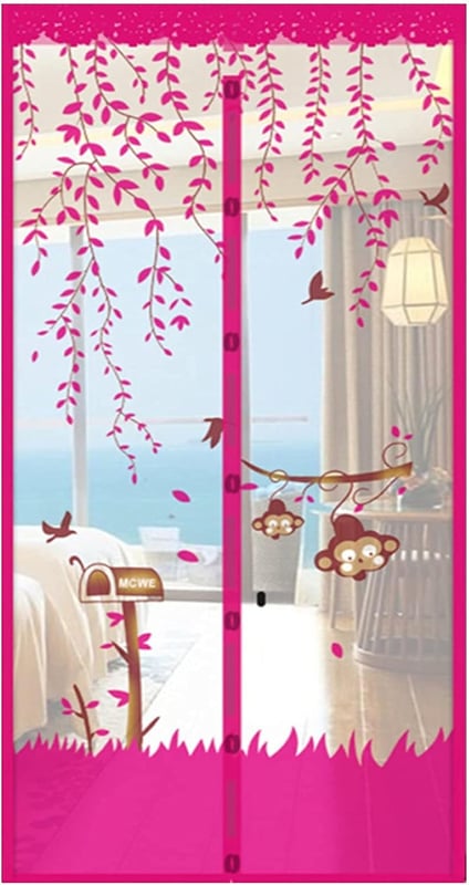 Moskitiera magnetyczna na okno z automatycznym zamykaniem (różowa, 100 * 210 cm)