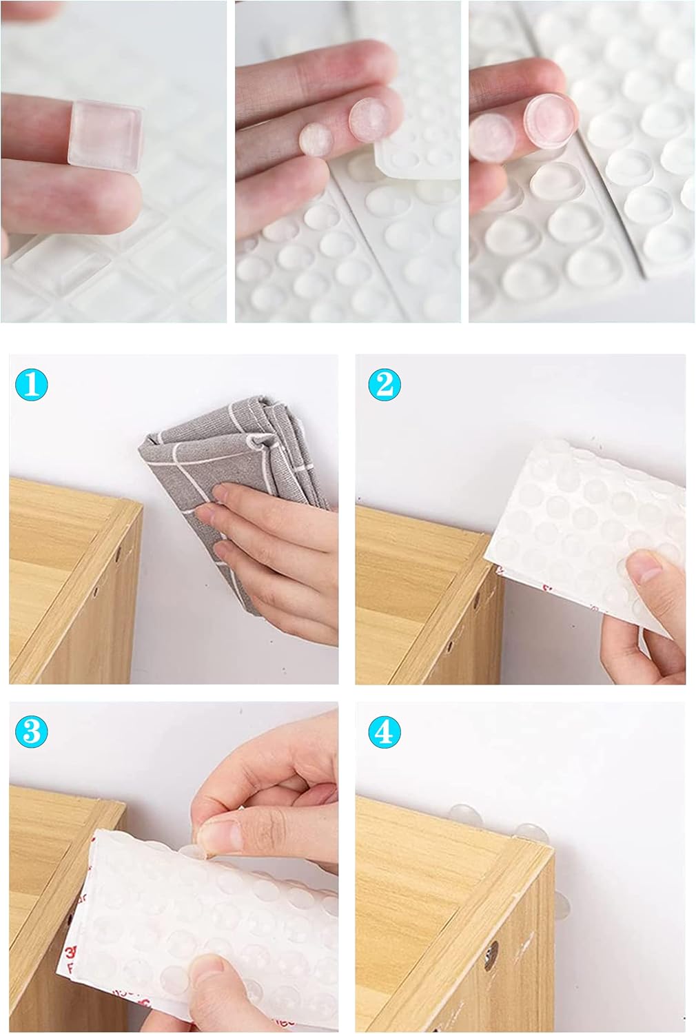Tampon Porte Transparent en Caoutchouc, 150 Pièces Arret de Porte, Amortisseur Porte Placard, Butee de Porte Adhesive Murale pour Panneaux de Verre - 5