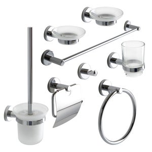 nu steel (Set of 8) Sea Foam Bath Accessory Set in Aqua Blue/Silver Glass Mosaic
