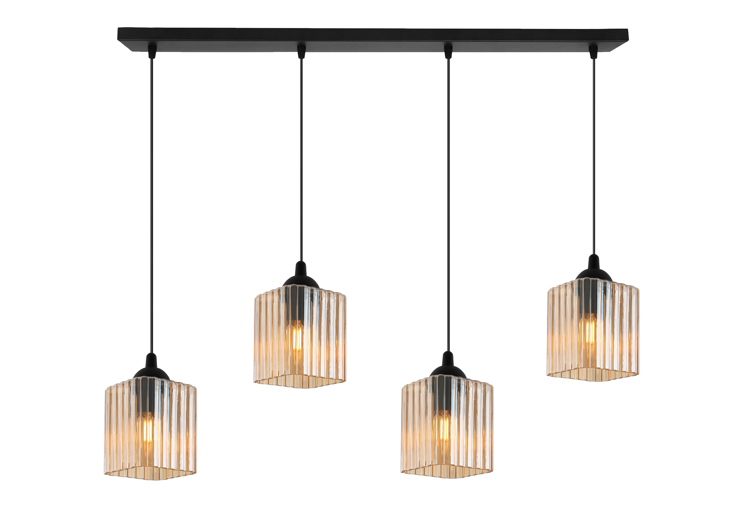 Lampa sufitowa wisząca pozioma Riffle loft 4xE27 klosz sześcian miodowy Light Home LH