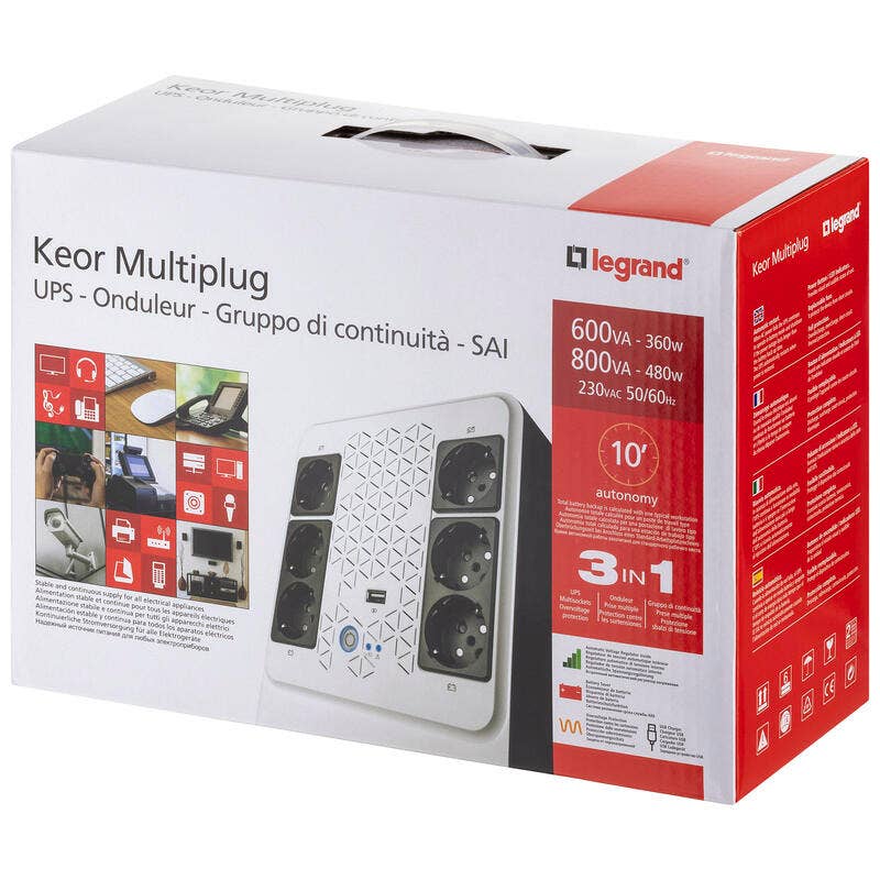 Legrand - Onduleur Keor multiplug avec 6 prises de courant 2P+T et disjoncteur intégré - 800VA 480W - 310084 - 5