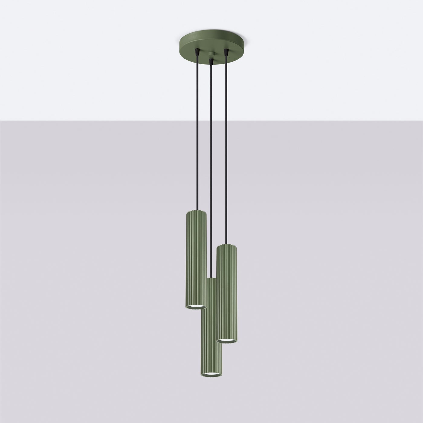 Lampa wisząca GLOOW 3P zielona oliwka LED 4000K - 19.5x19.5x108cm Sollux