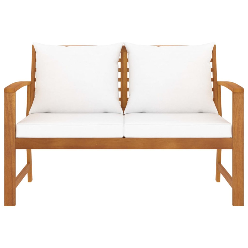 Banc de jardin avec coussin crème 120 cm Bois solide d acacia - 2
