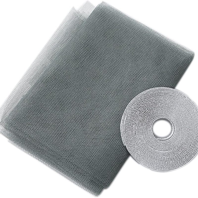 Moskitiera okienna DIY, regulowana i trwała, do drzwi i okien, ciemnoszara, 150 x 180 cm