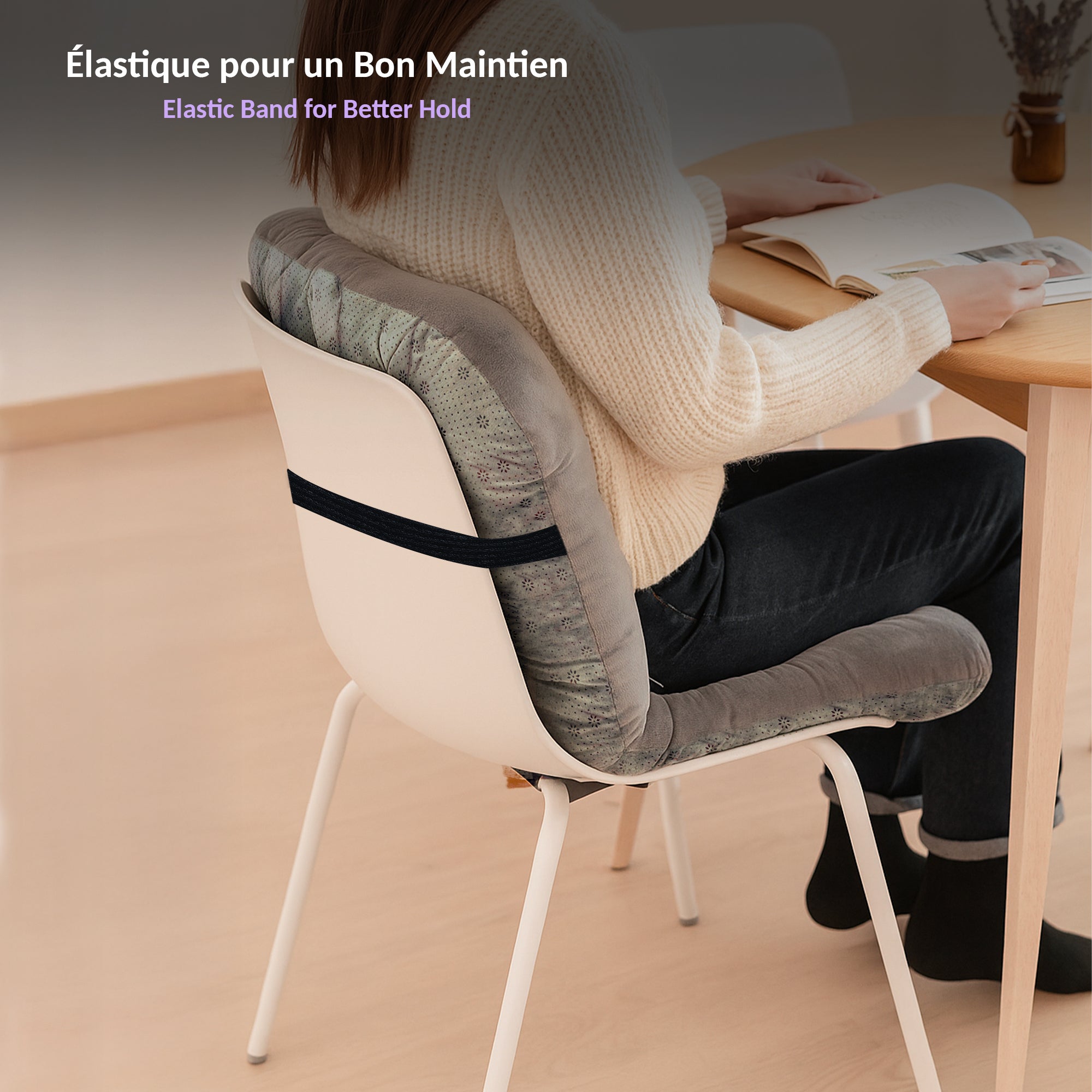 FISHTEC - Coussin d'assise avec dossier - rembourrage 6 cm - velours doux - base antiderapante - fixation cordons et elastique - confort durable - 2
