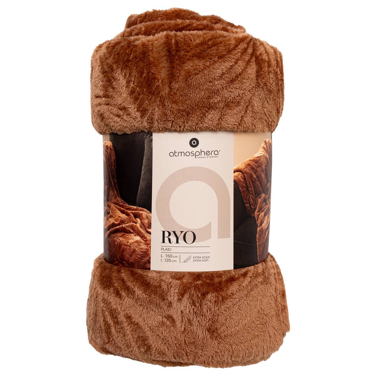 Plaid flanelle Roy terracotta 125x150cm - Atmosphera créateur d'intérieur - 3