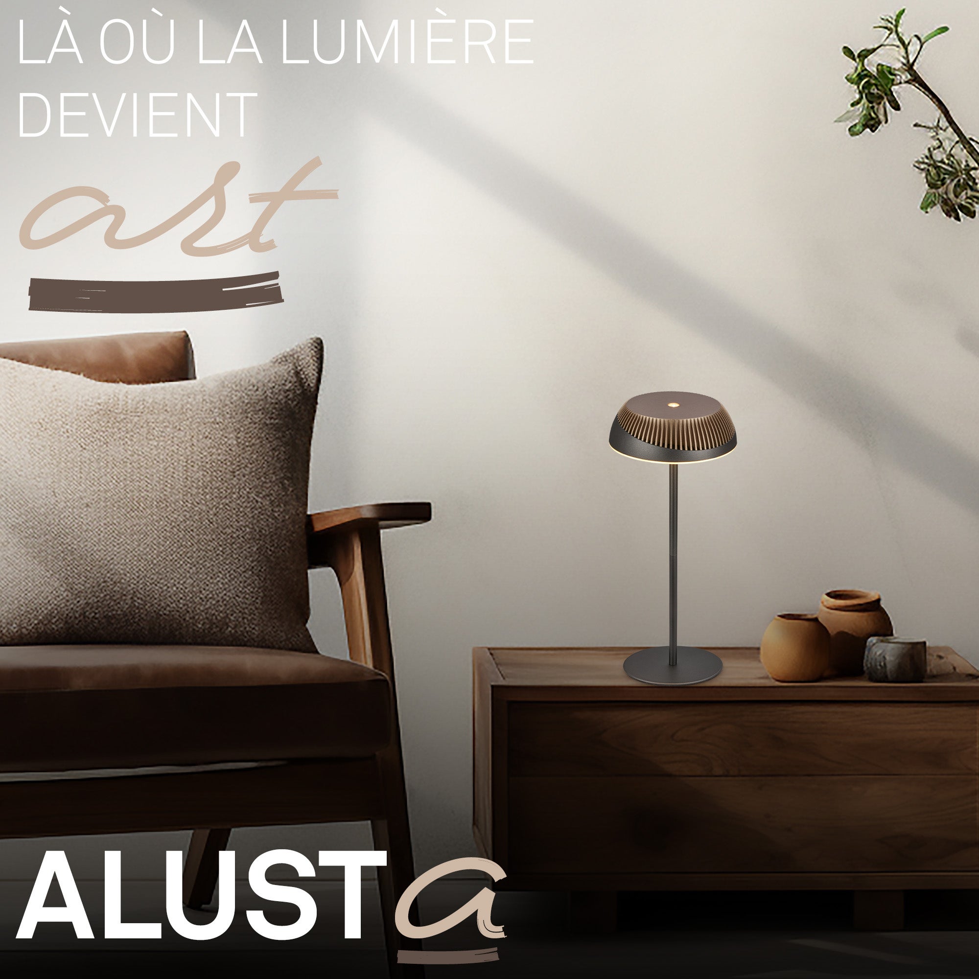 Lampe de table LED - German Design Award - Sans fil - Tactile - Ø14x32cm - Blanc chaud - 2W, 200lm - Briloner - 6
