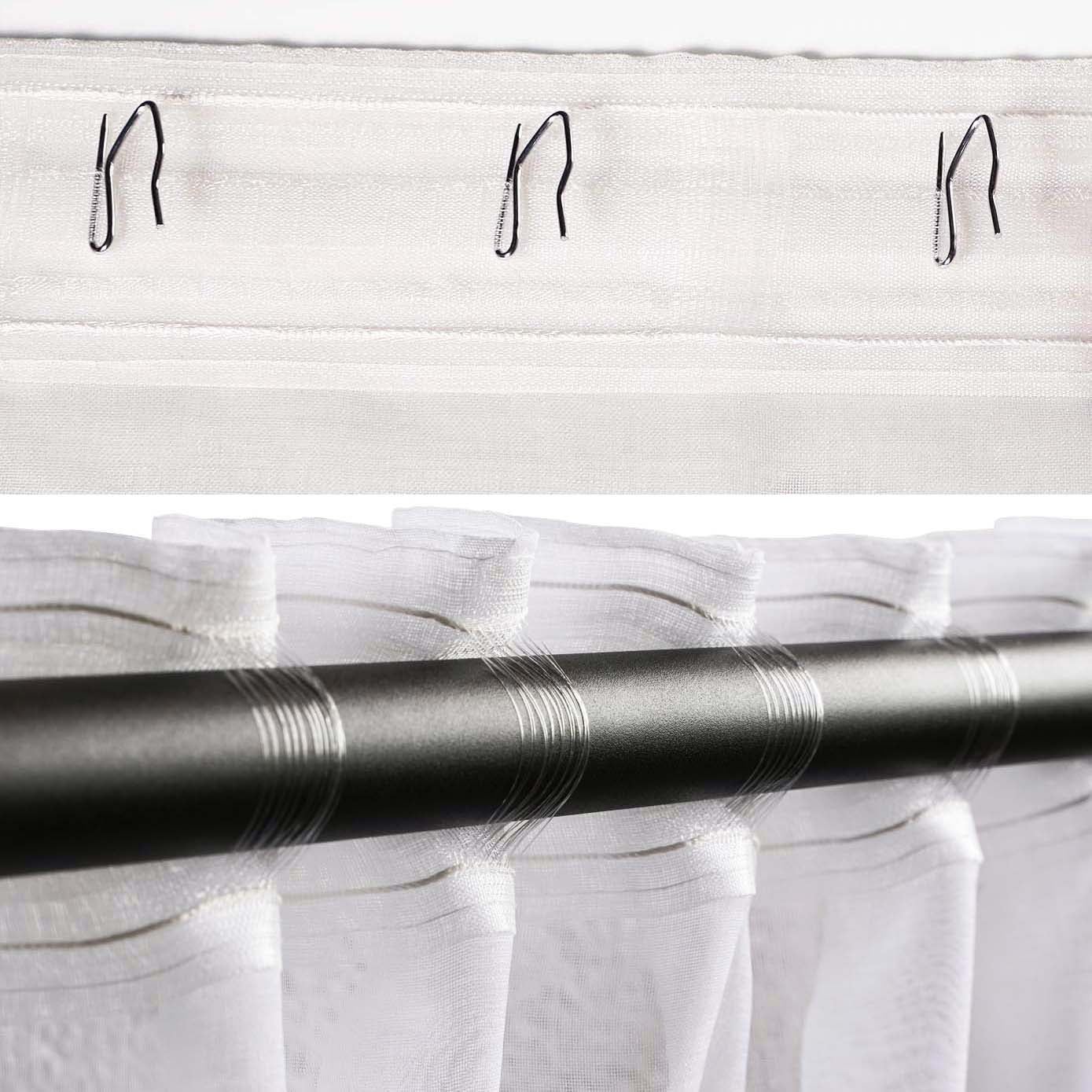 Rideau voilage transparent à galon fronceur - 140x270cm - Blanc - HOOMstyle - 6
