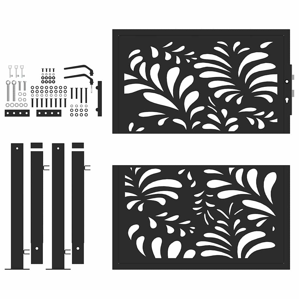 Portail de jardin noir 100x100 cm acier conception de vagues vidaXL - 5